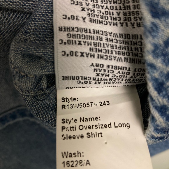 R13 Patti Oversized Long Sleeved Denim Shirt. Size small - Picture 6 of 6